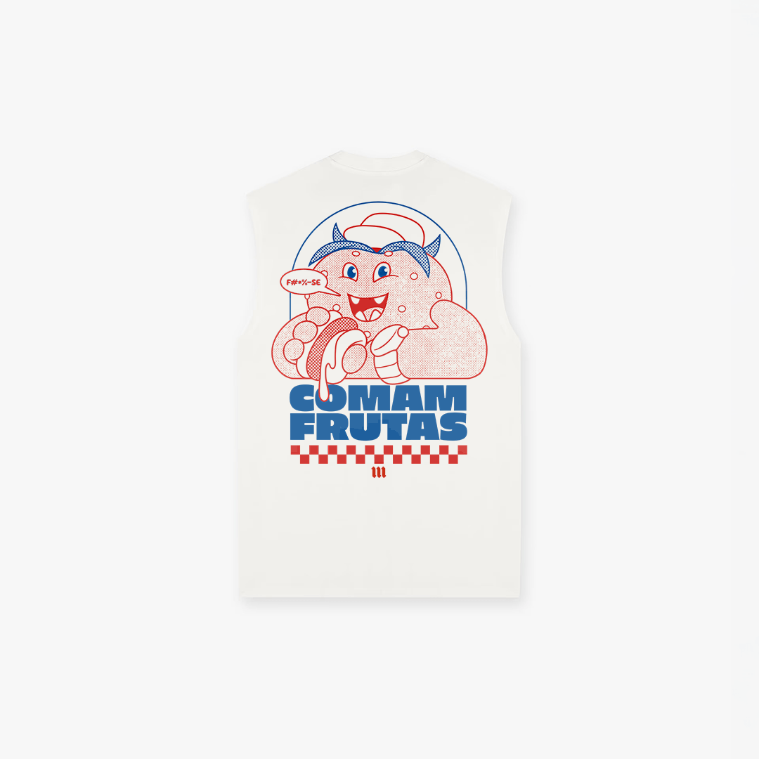 Regata Drop Shoulder Slevelles Mith Comam Frutas Reticule Burger Off White