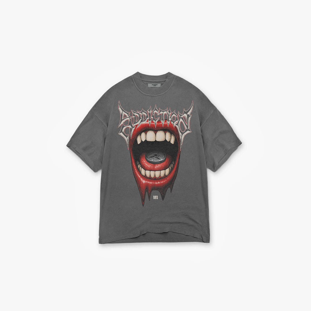 Camiseta Oversized Estonada Addiction Cinza