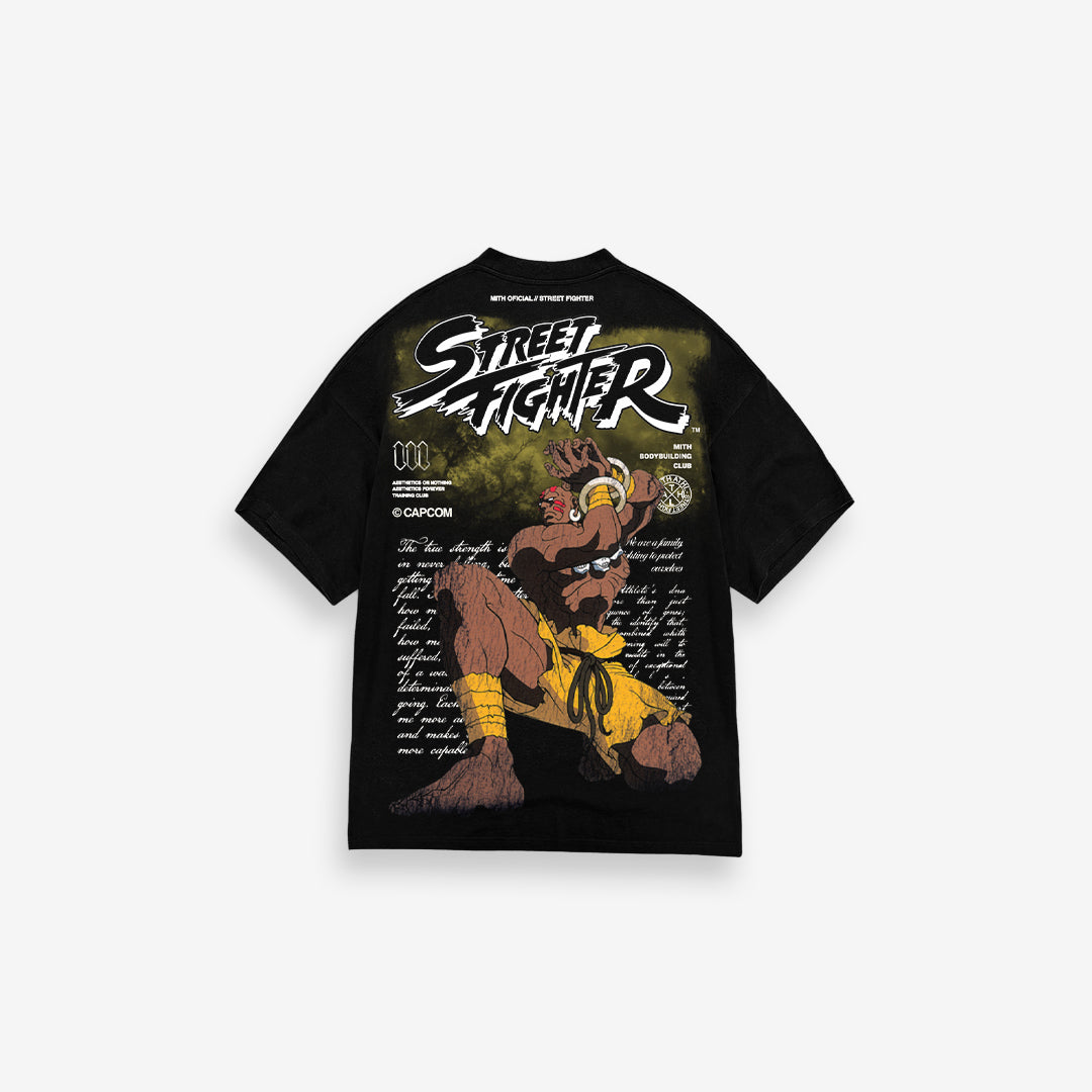 m_hm☆ Camiseta Oversized Mith Street Fighter Dhalsim Preto