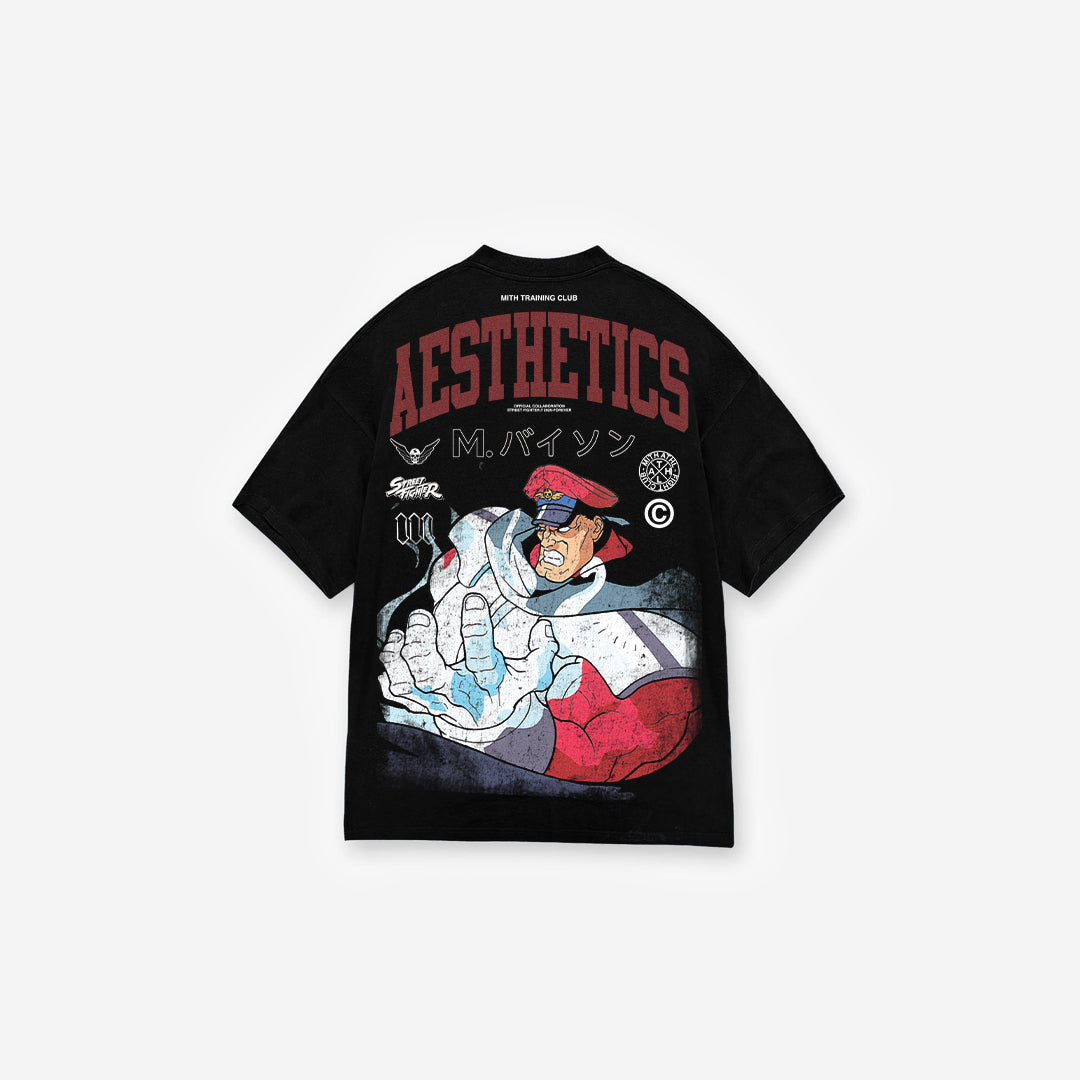 Camiseta Oversized Street Fighter M Bison Preto