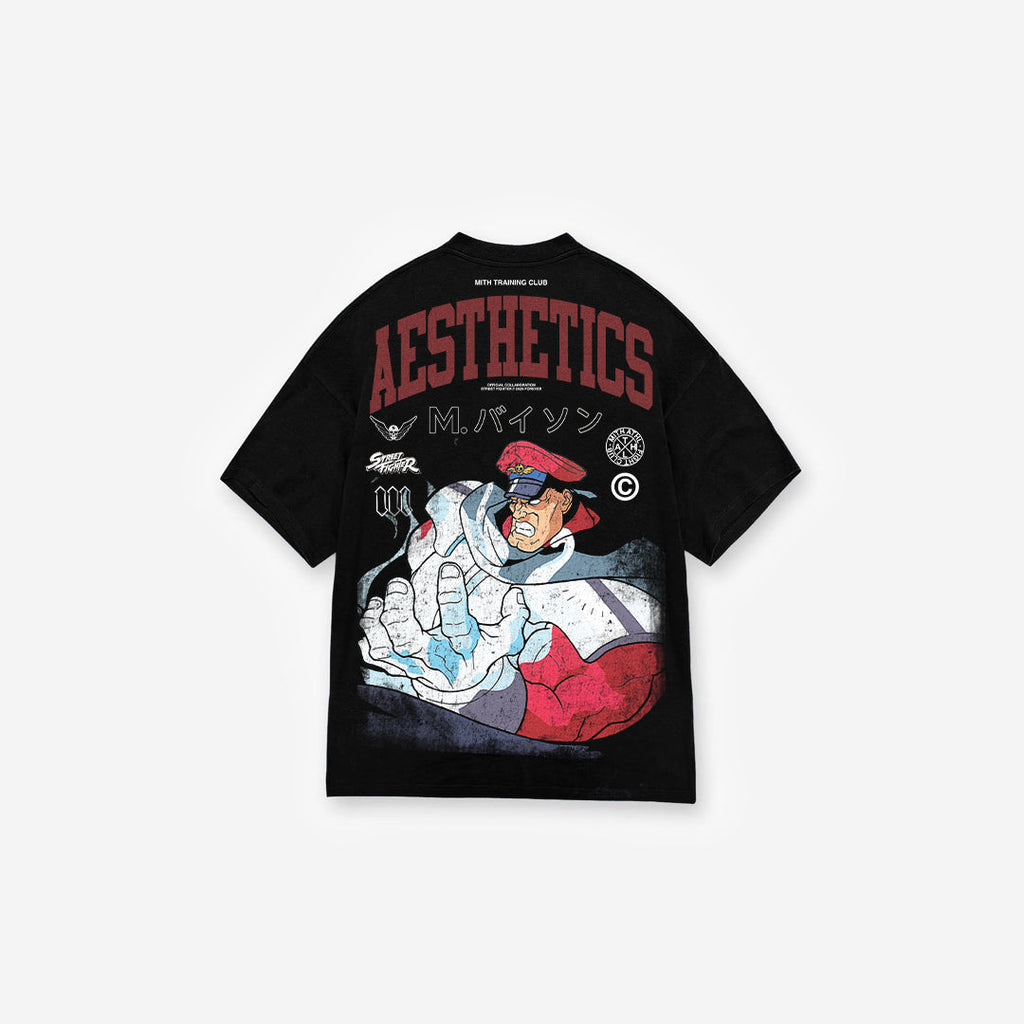Camiseta Oversized Street Fighter M Bison Preto