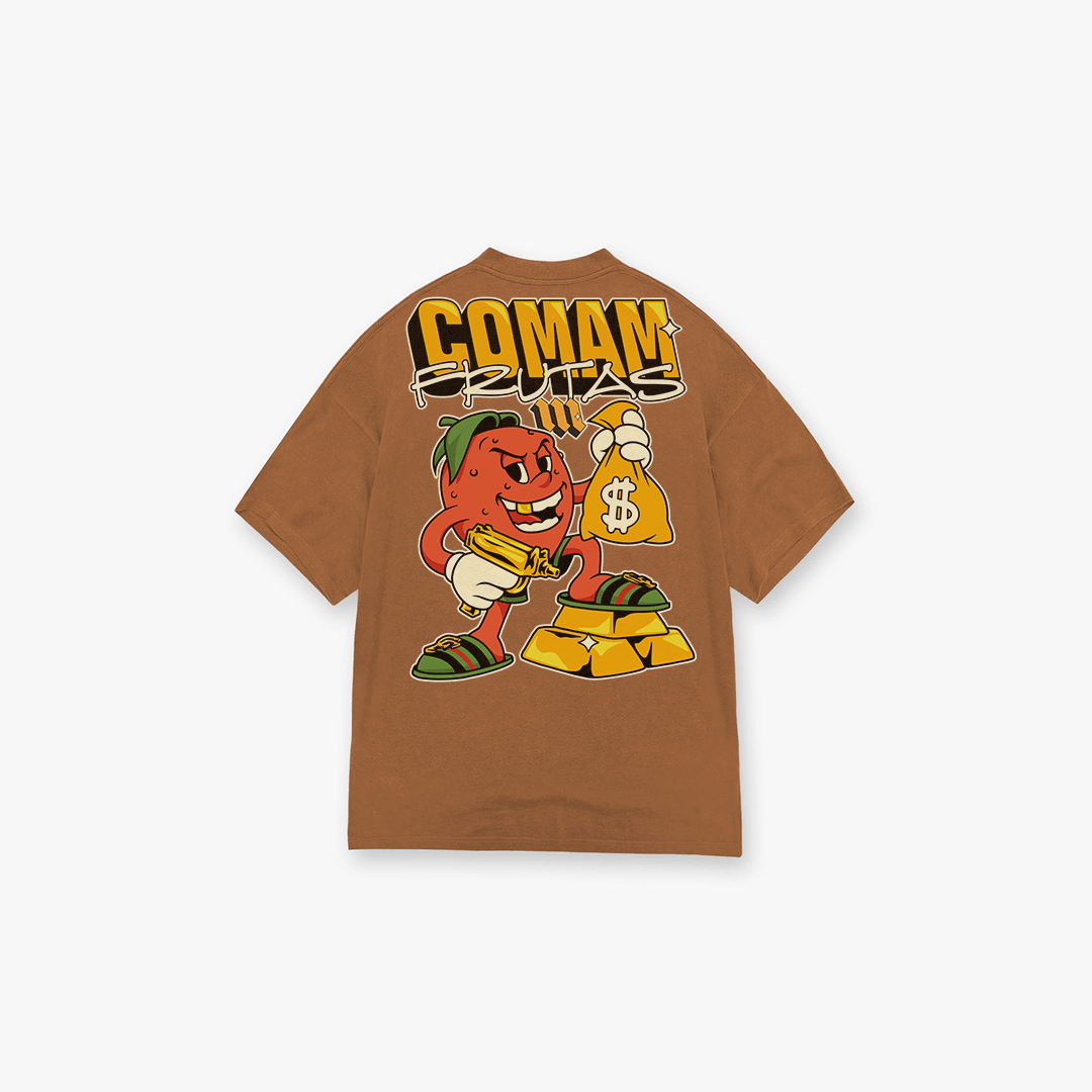 Camiseta Oversized Comam Frutas Richie Marrom