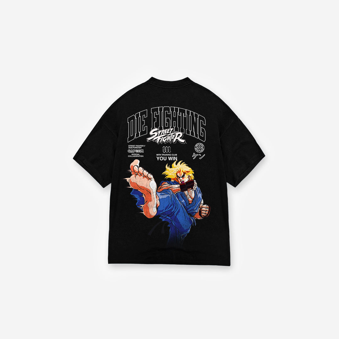 Camiseta Oversized Street Fighter Ken Preto