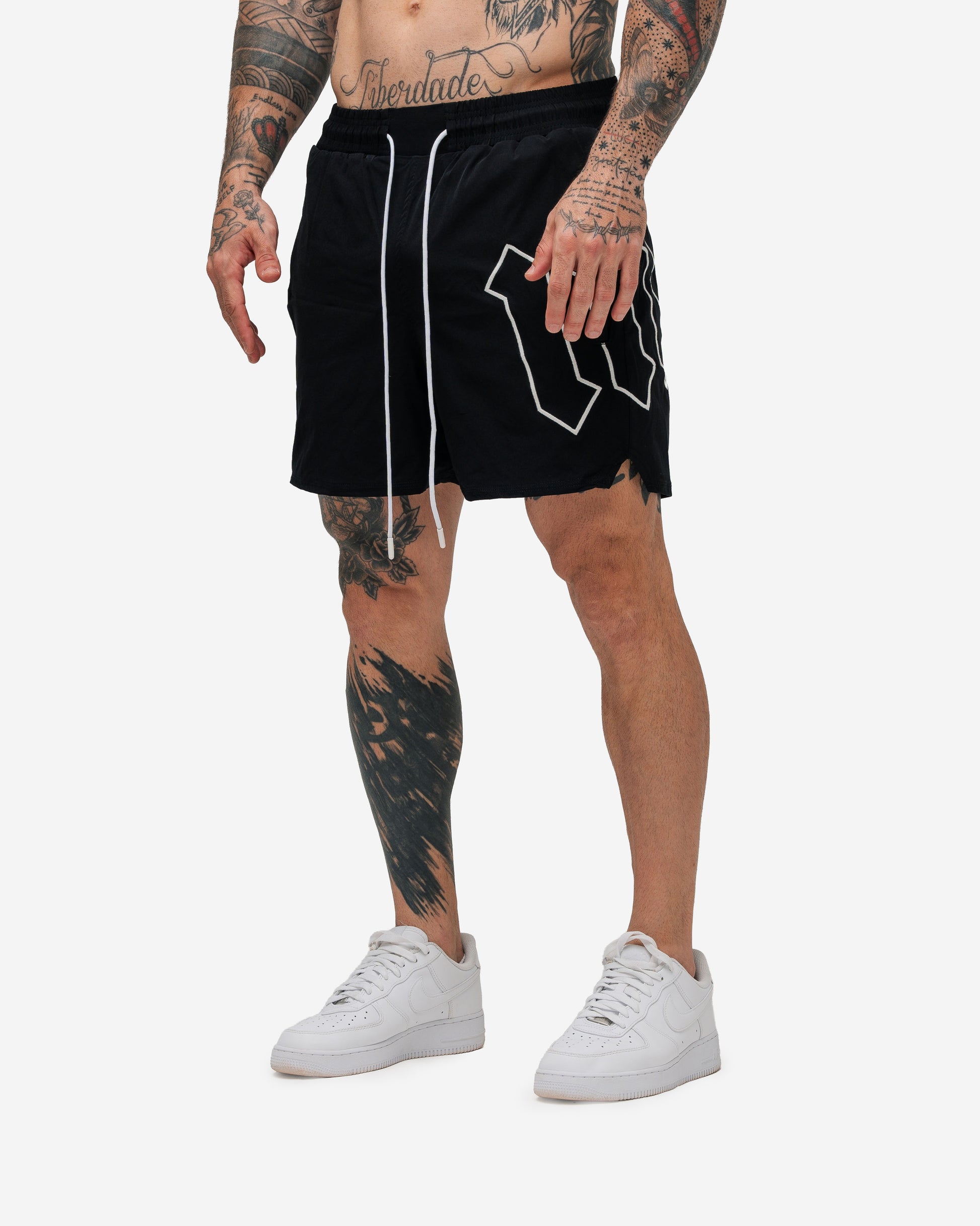 Shorts de Tactel Curto Embroidery Mith Nation Preto