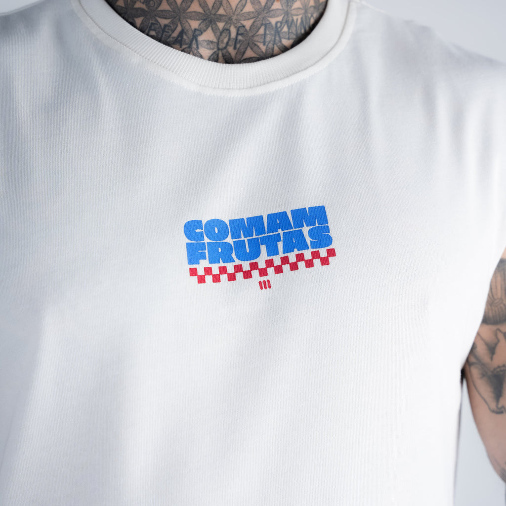 Regata Drop Shoulder Slevelles Mith Comam Frutas Reticule Burger Off White