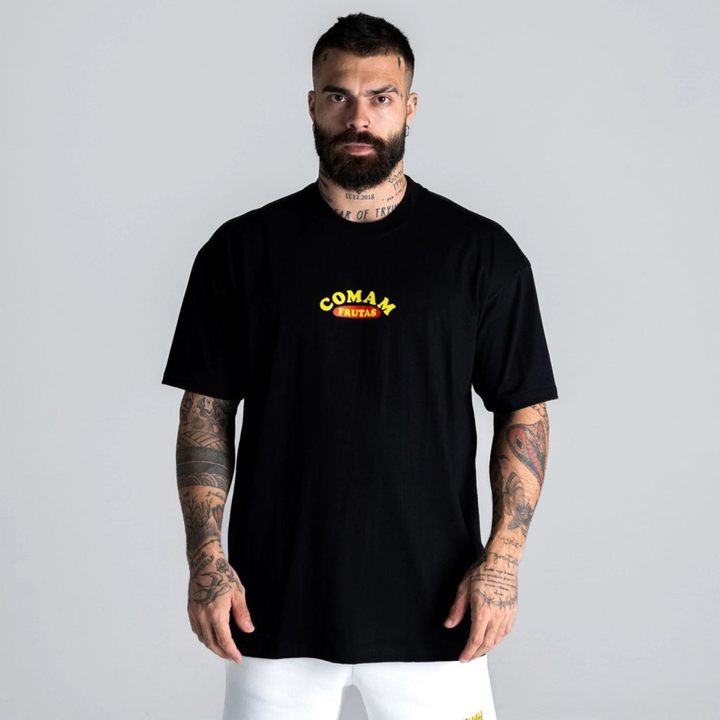 Camiseta Comam Frutas Morango Preta