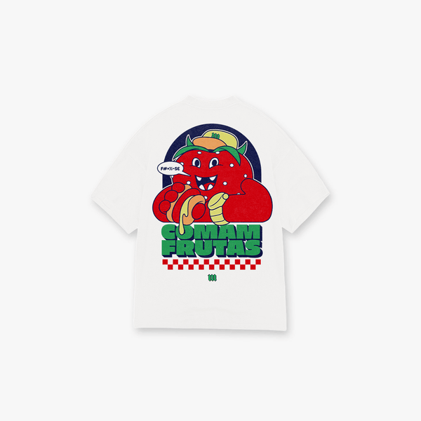 Camiseta Oversized Comam Frutas Burger Off White