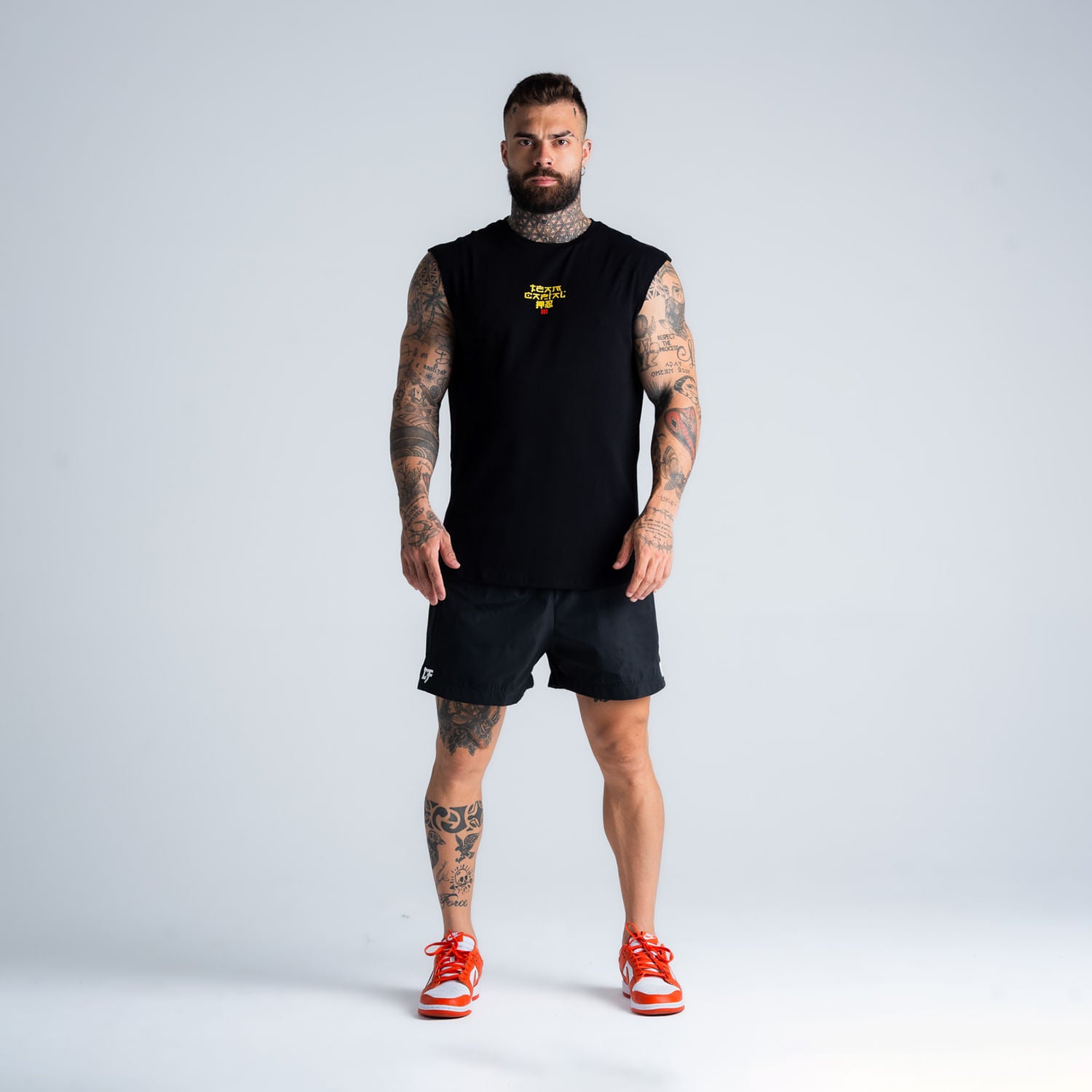 Regata Drop Shoulder Slevelles Comam Frutas Ranchi Preto