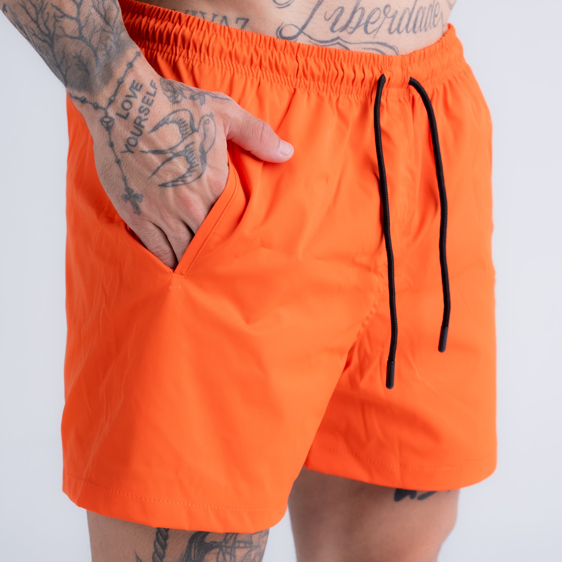 Shorts de Tactel Mith Nation Embroidery Laranja