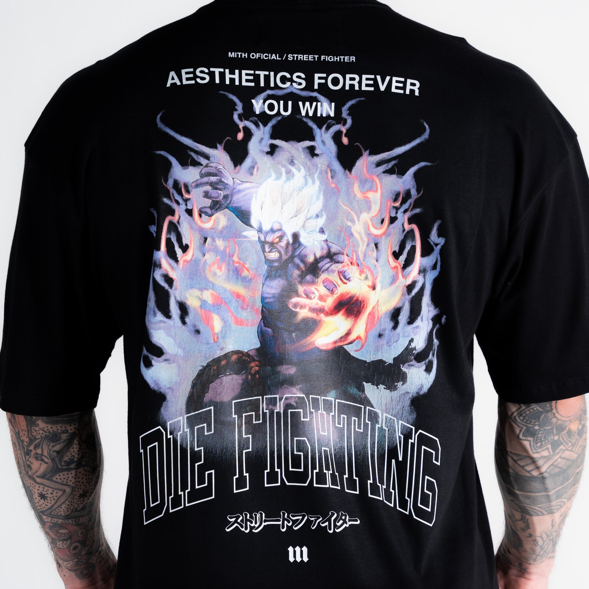 Camiseta Oversized Street Fighter Akuma Aesthetics Preto