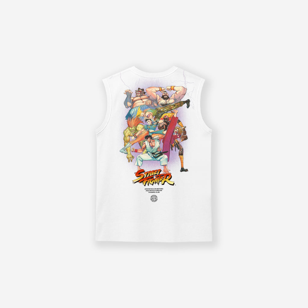 Regata Drop Shoulder Slevelles Mith Street Fighter Logo Line Off White