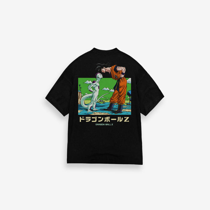 Camiseta Oversized Dragon Ball Z Frieza Vs Goku Preto