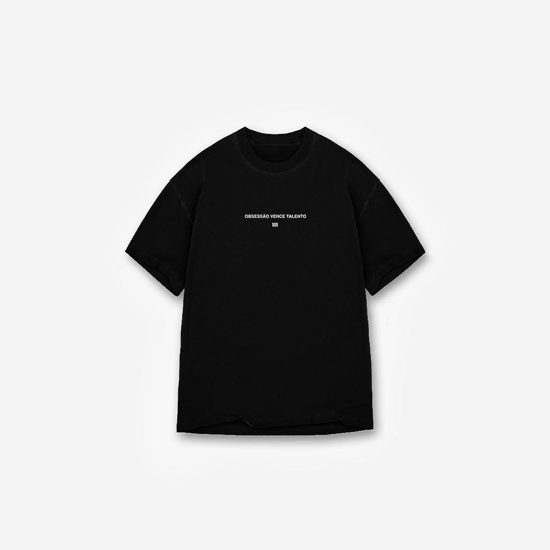 Camiseta Oversized Treino Preta Mith Obsessão Vence Talento