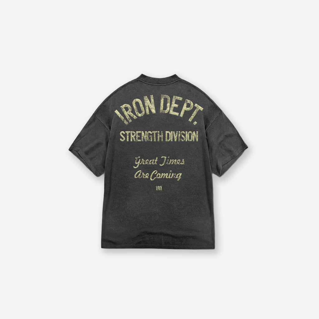 Camiseta Oversized Estonada Mith Iron Dept. Cinza