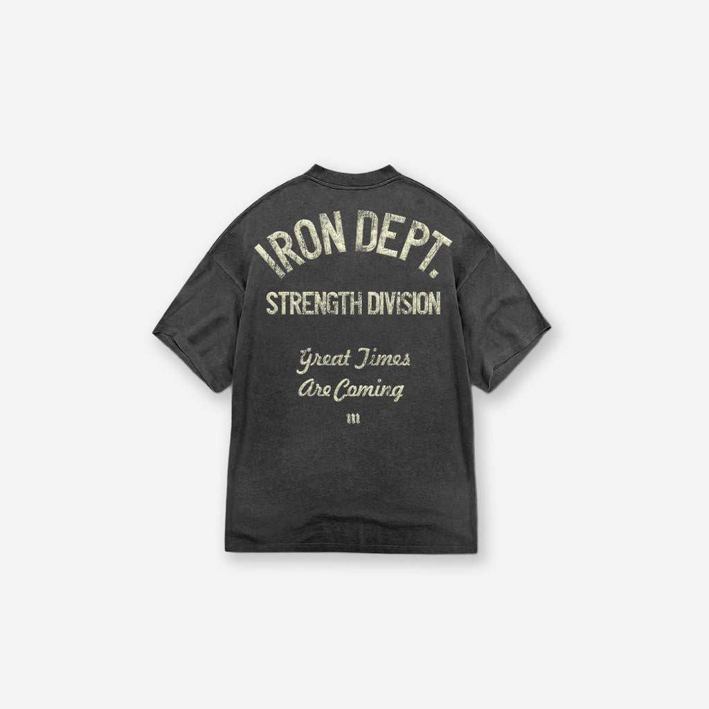 Camiseta Oversized Estonada Mith Iron Dept. Cinza
