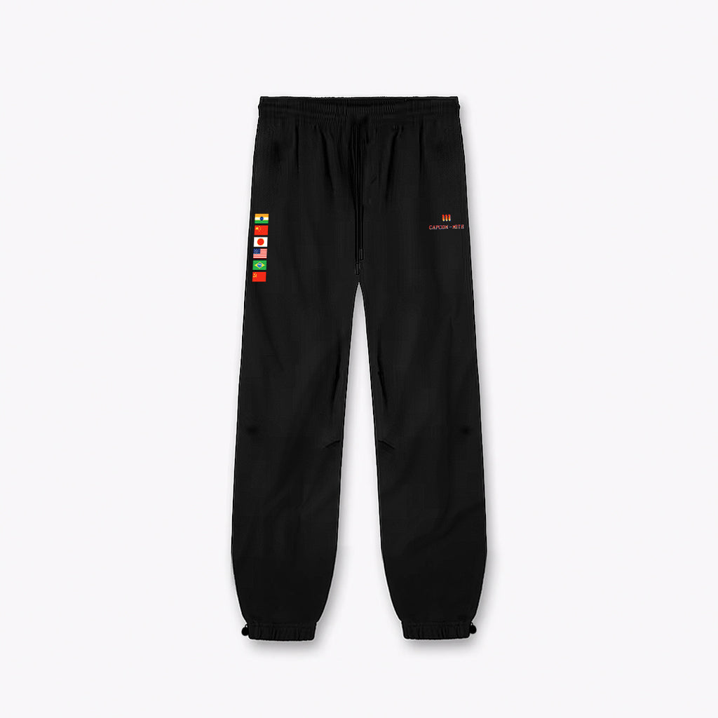 Calça de Tactel Dupla Oversized Mith Street Fighter Preto