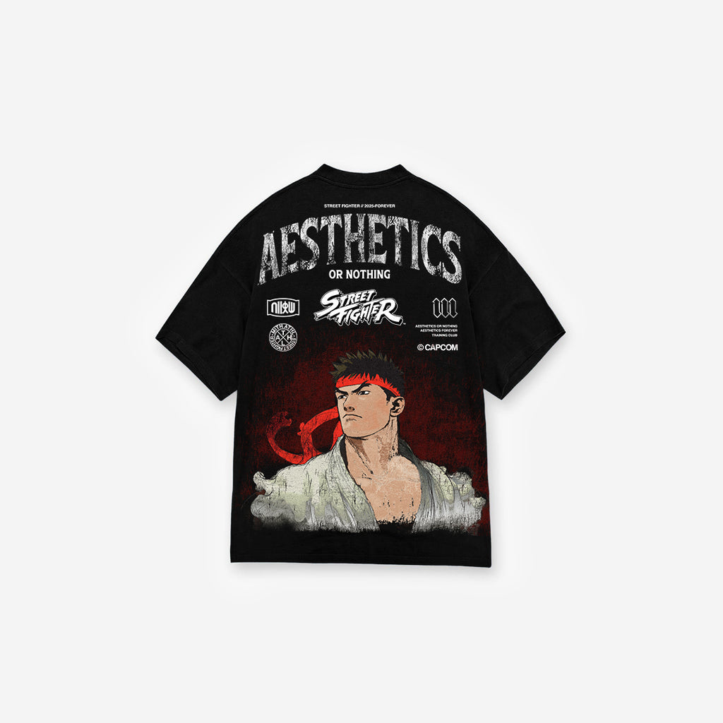 Camiseta Oversized Mith Street Fighter Ryu Face Preto