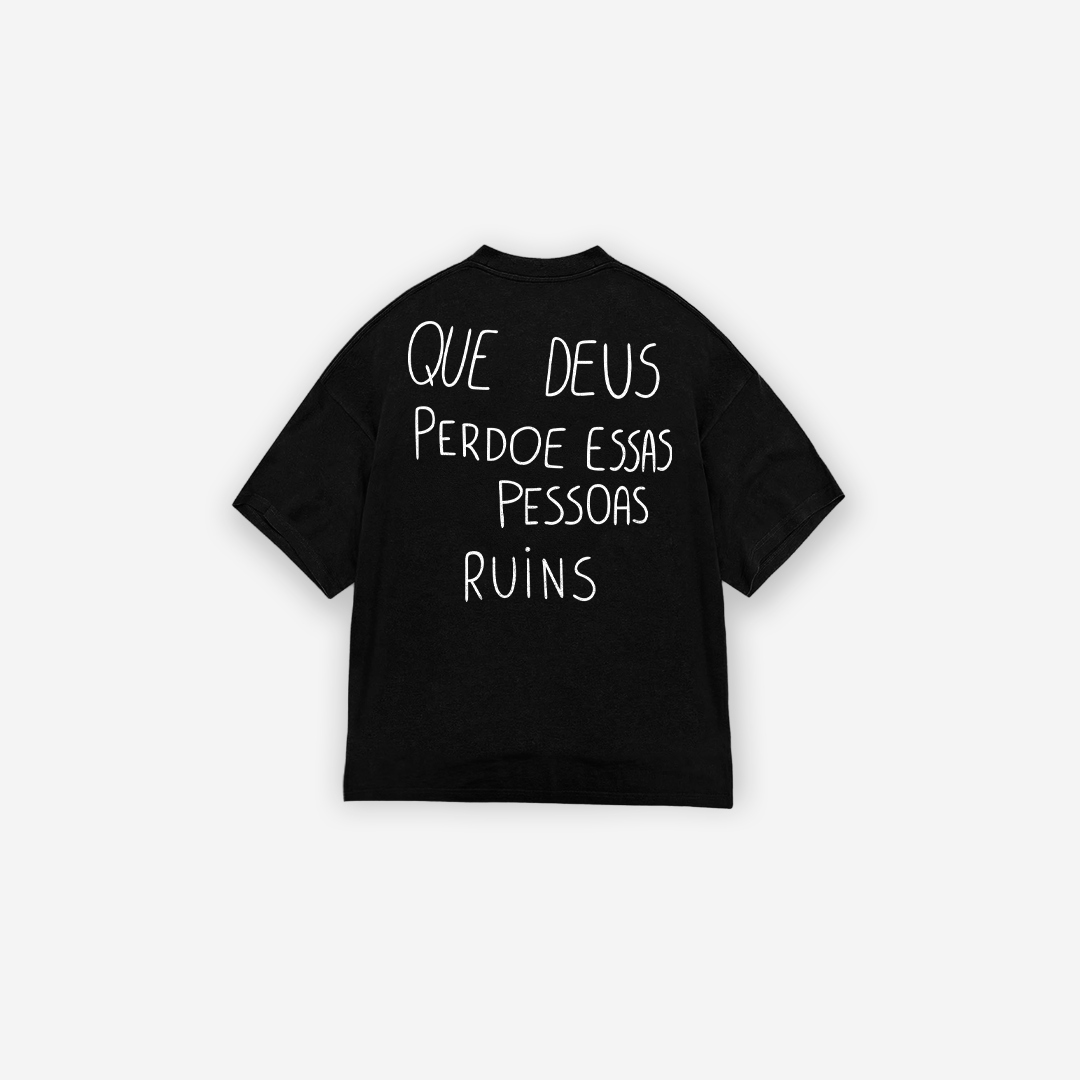 Camiseta Oversized Treino Preta Mith Que Deus Perdoe Preto