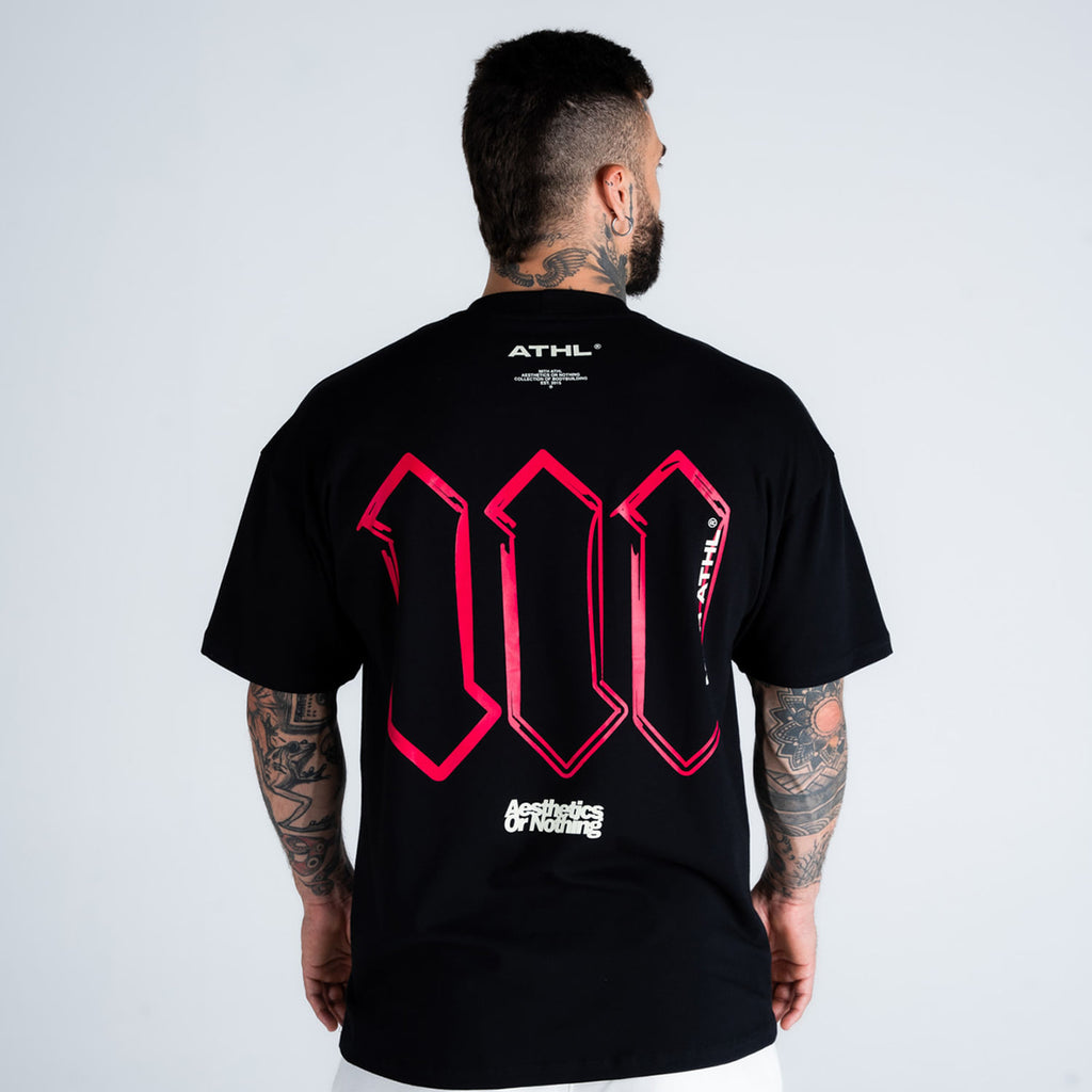 Camiseta Oversized Athl Doodle Preto