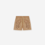 Shorts de Tactel Mith Comam Frutas Flames Bege