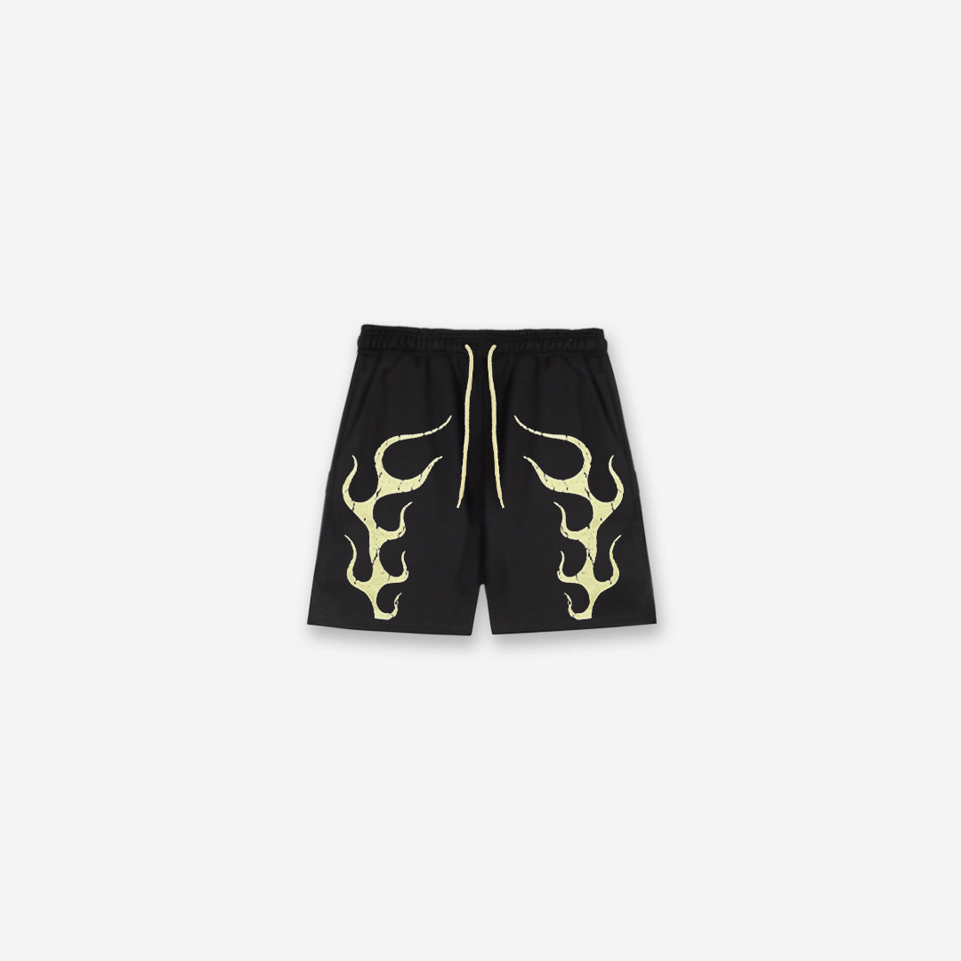 Shorts de Moletom Mith Comam Frutas Flames Preto