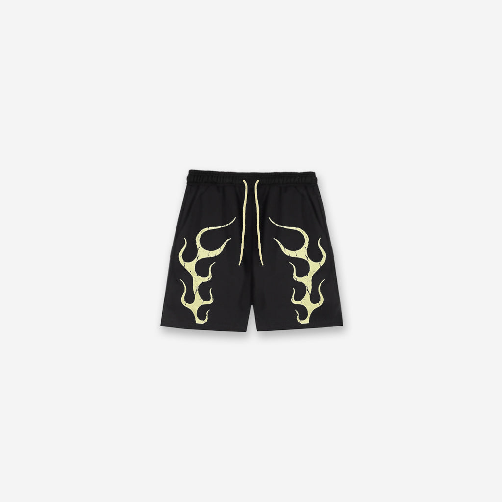Shorts de Moletom Mith Comam Frutas Flames Preto