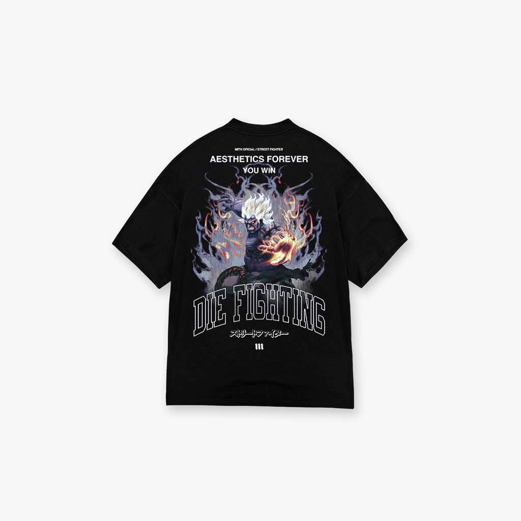 Camiseta Oversized Street Fighter Akuma Aesthetics Preto