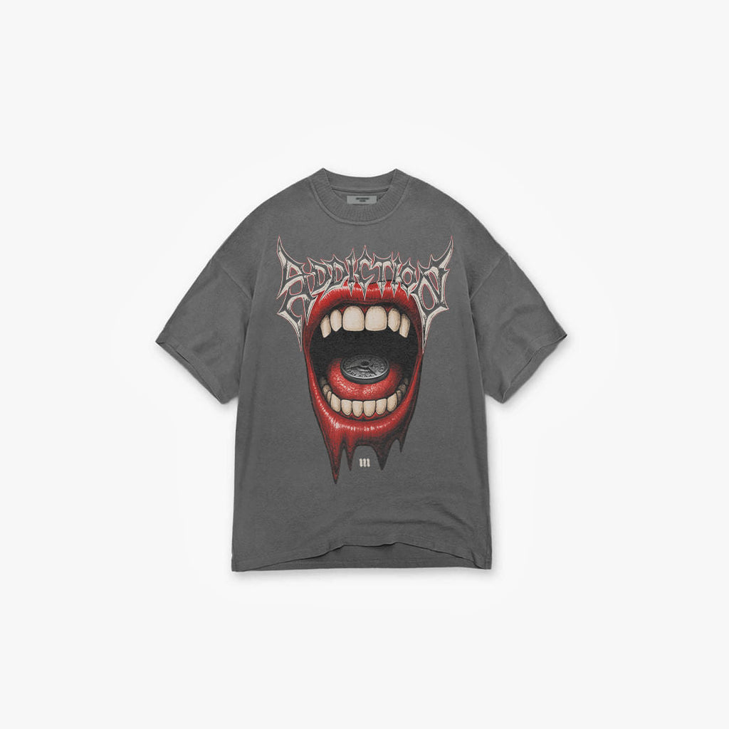 Camiseta Oversized Estonada Addiction Cinza