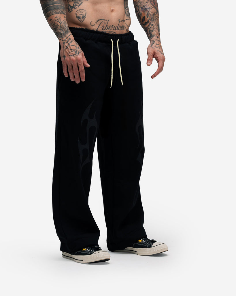 Calça de Moletom Oversized Reta Mith Comam Frutas Flame Preto