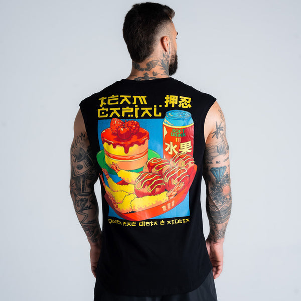 Regata Drop Shoulder Slevelles Comam Frutas Ranchi Preto