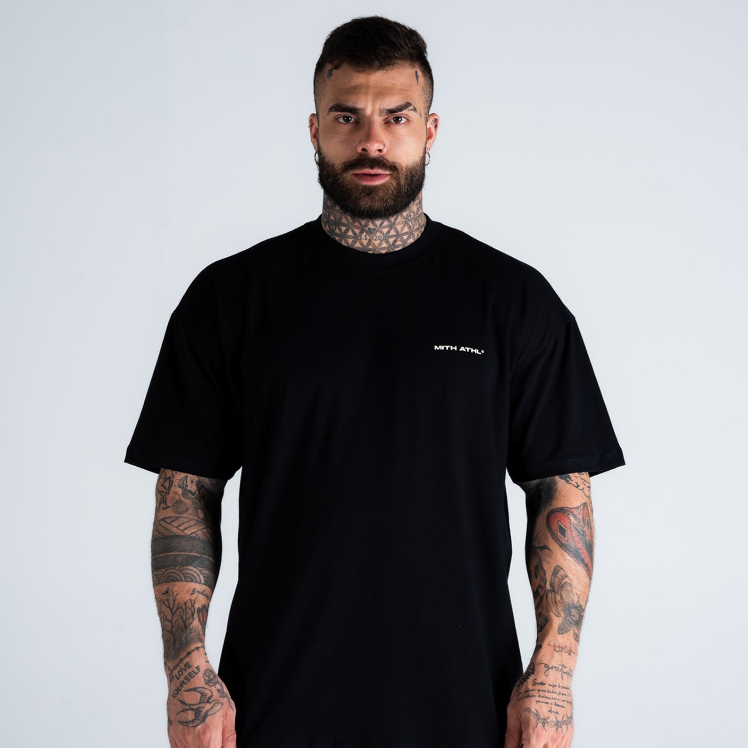 Camiseta Oversized Athl Doodle Preto
