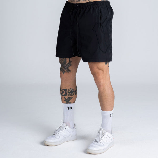 Shorts de Tactel Mith Nation Embroidery Preto