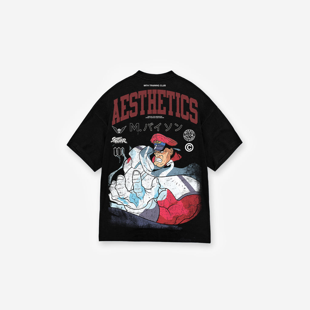 Camiseta Oversized Street Fighter M Bison Preto