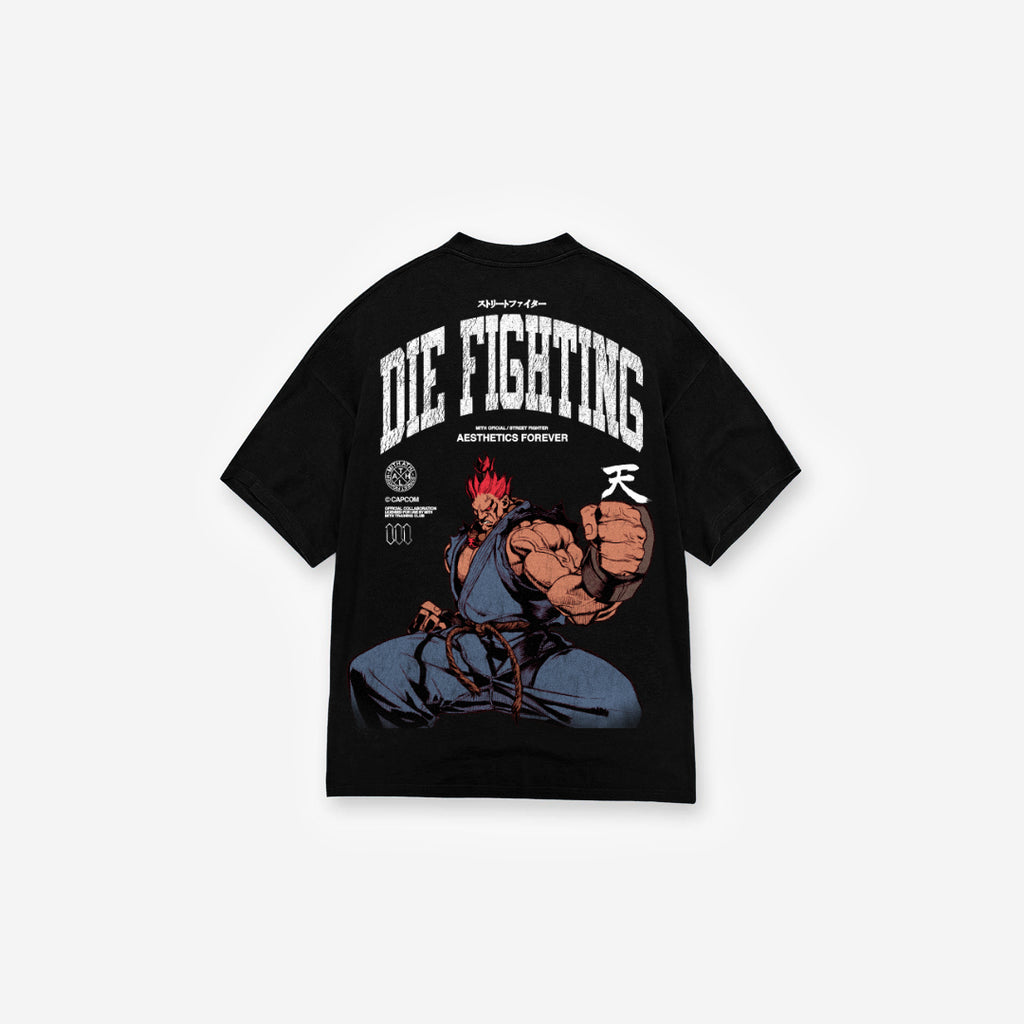 Camiseta Oversized Street Fighter Akuma Preto
