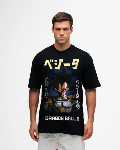 Camiseta Oversized Dragon Ball Z Vegeta Preto