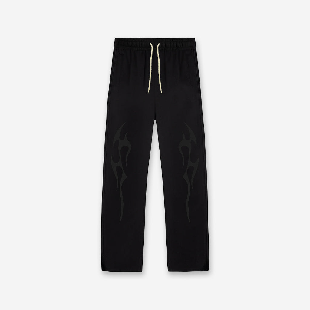 Calça de Moletom Oversized Reta Mith Comam Frutas Flame Preto