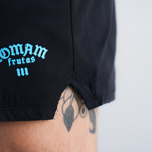 Shorts Curto Tactel Comam Frutas Preto