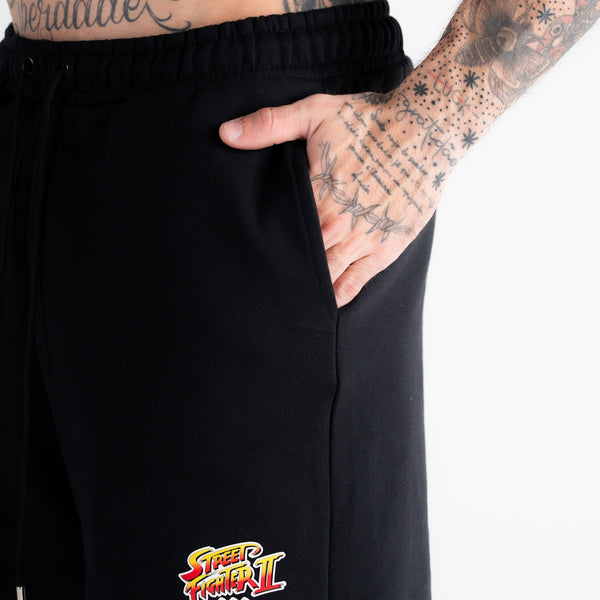 Shorts De Moletom Curto Mith Street Fighter Logo Preto
