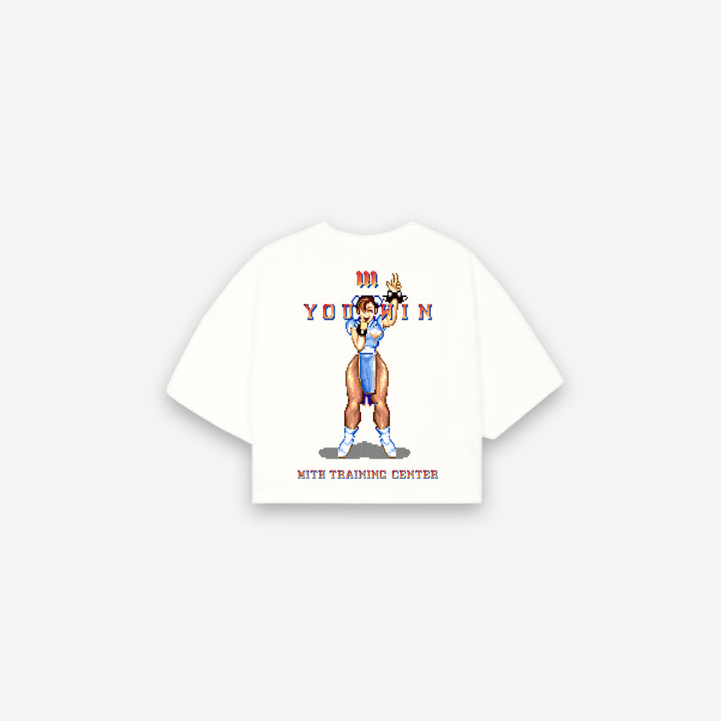 Cropped Feminino Mith Street Fighter You Win Off White
