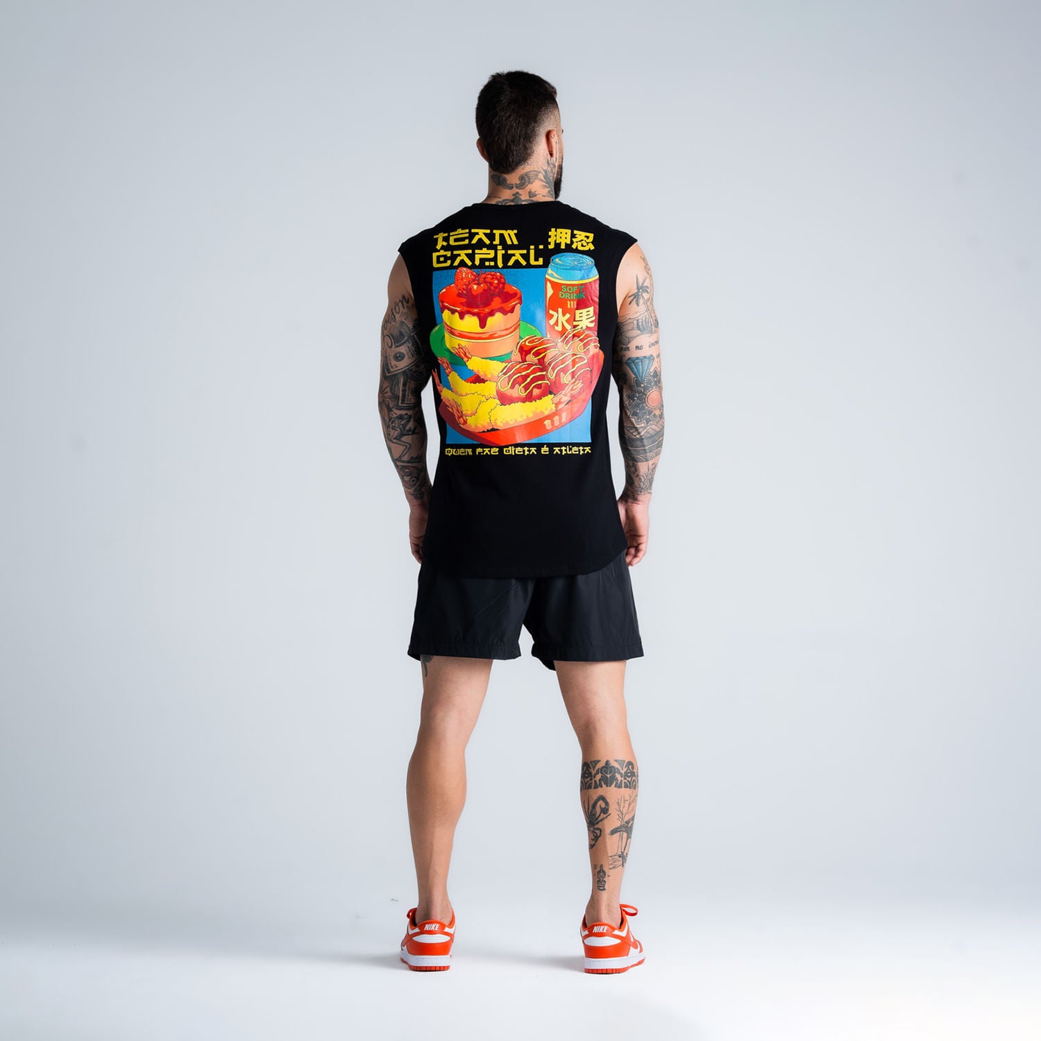 Regata Drop Shoulder Slevelles Comam Frutas Ranchi Preto