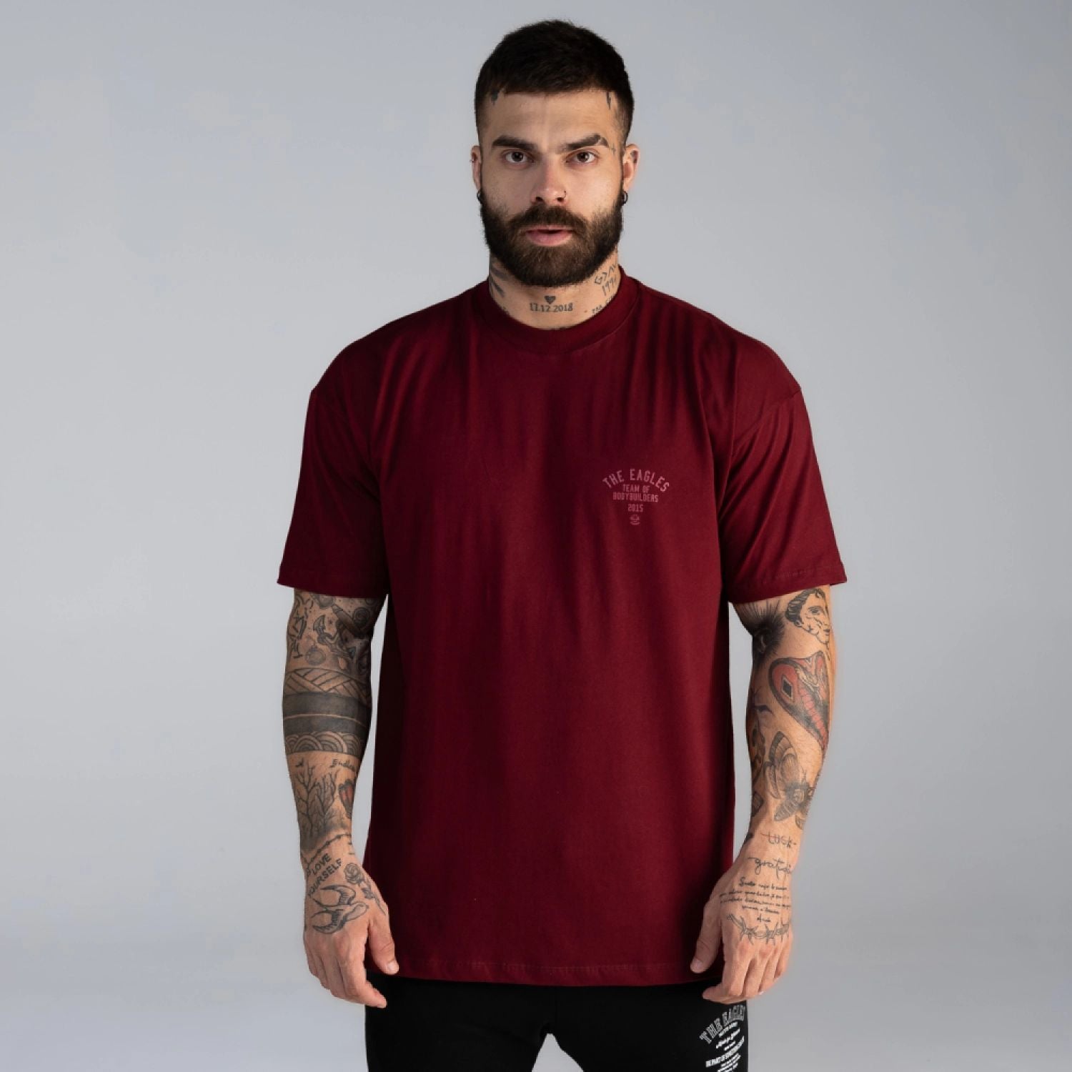 Camiseta Oversized Mith Army Team Bodybuilding Bordô