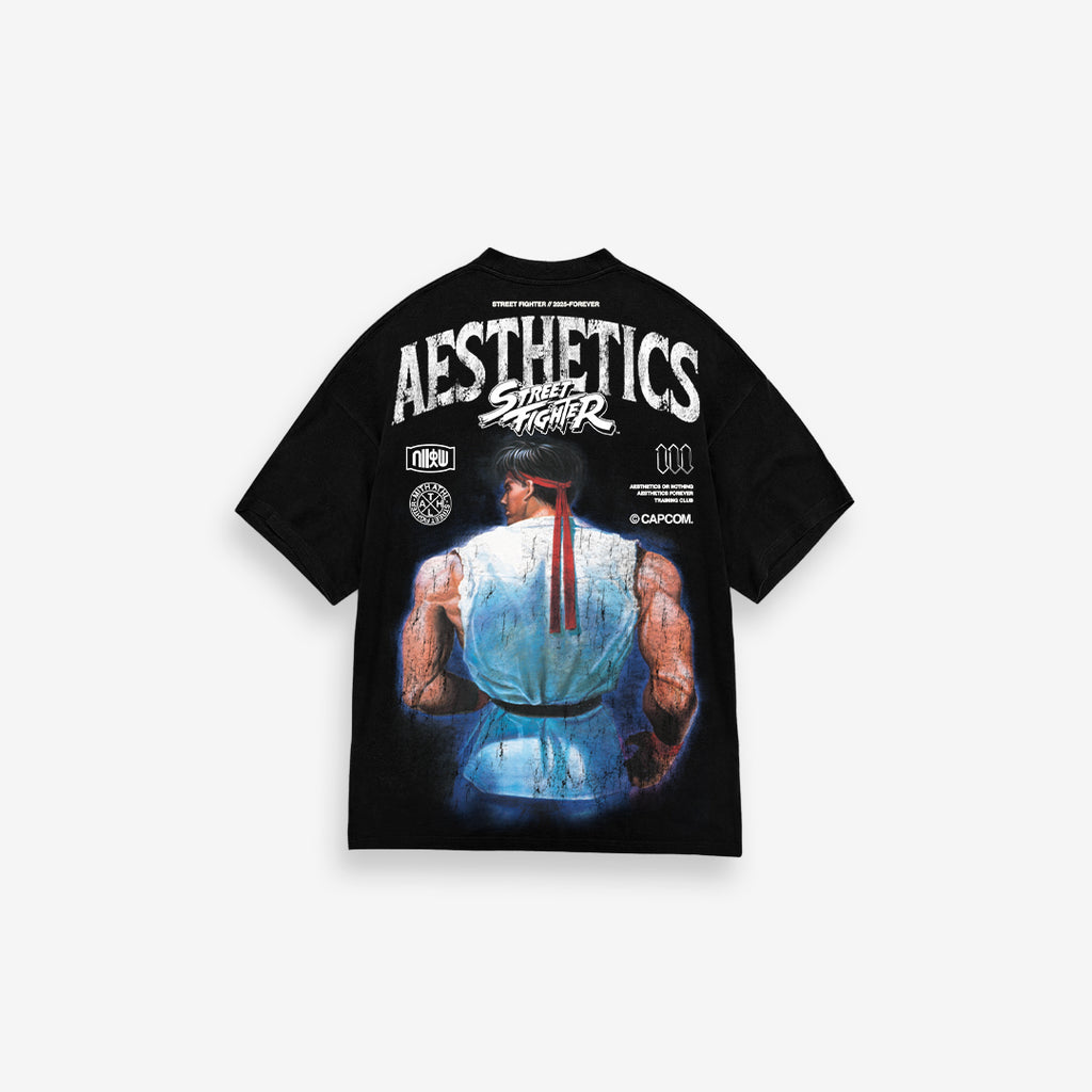 Camiseta Oversized Mith Street Fighter Ryu Blue Preto