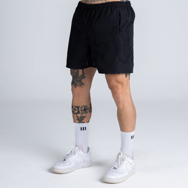 Shorts de Tactel Mith Nation Embroidery Preto