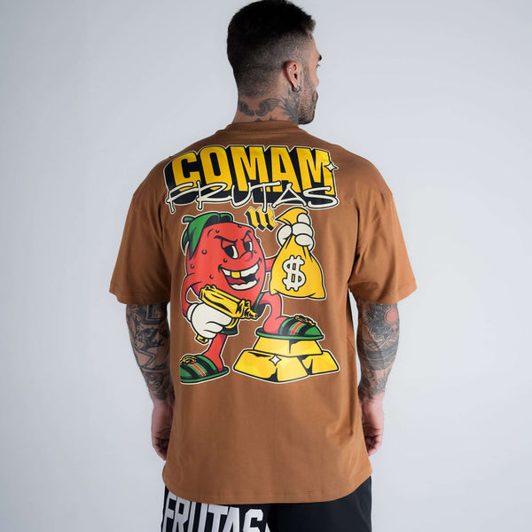 Camiseta Oversized Comam Frutas Richie Marrom