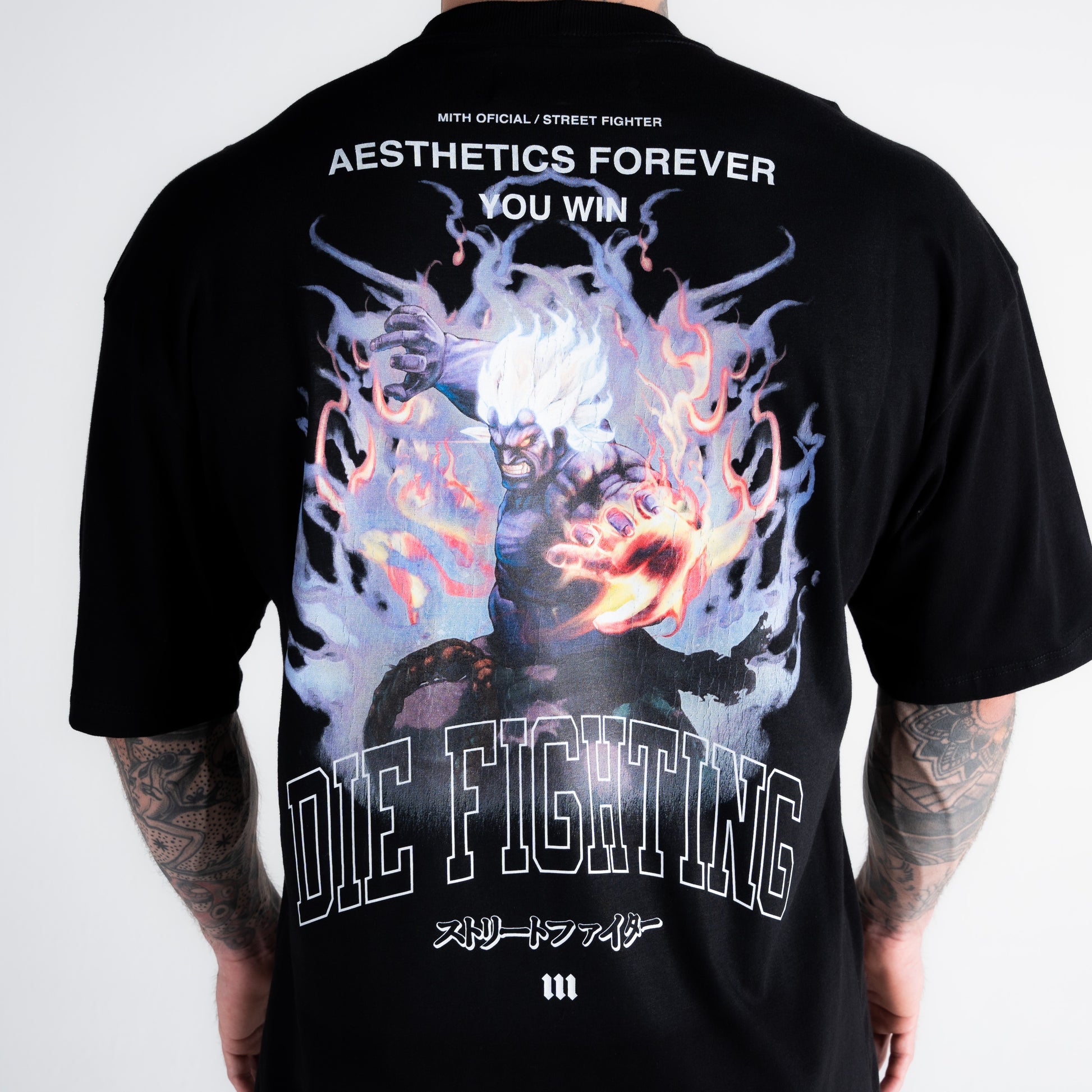 Camiseta Oversized Street Fighter Akuma Aesthetics Preto
