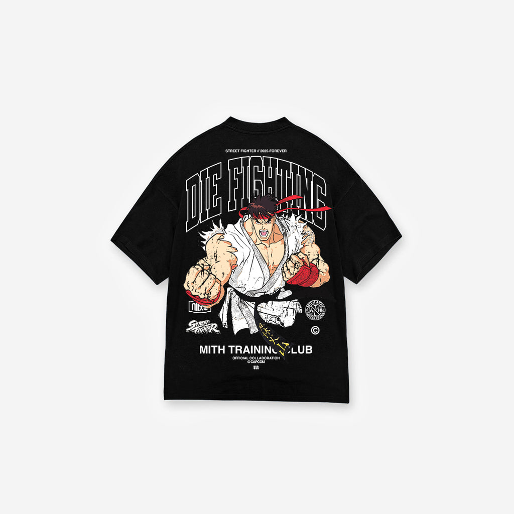Camiseta Oversized Street Fighter Ryu Preto