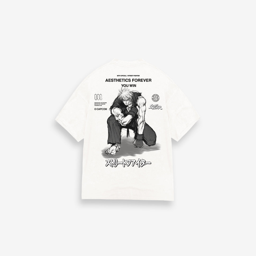 Camiseta Oversized Mith Street Fighter Ken Aesthetics Off White