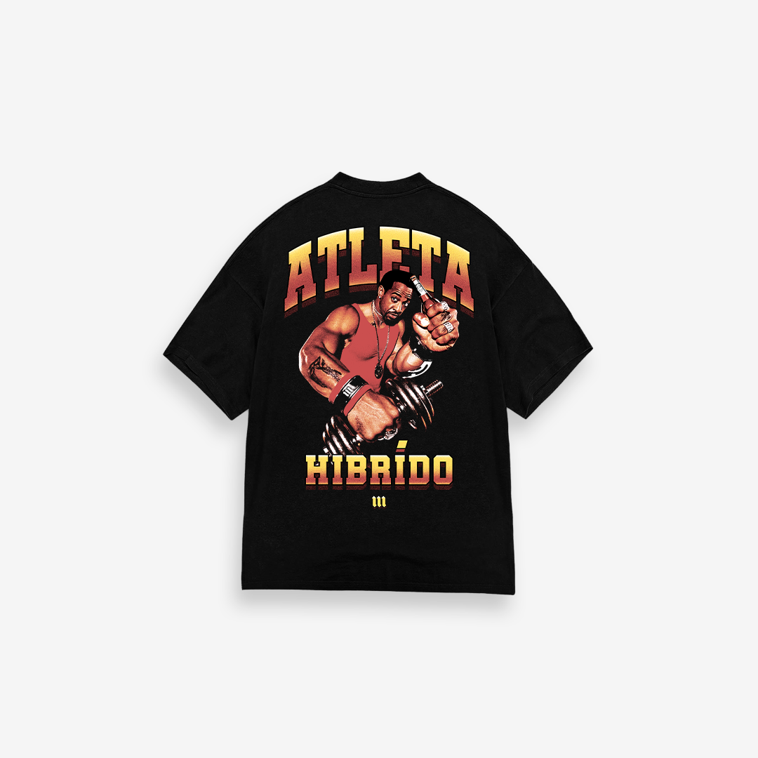 Camiseta Oversized Treino Preta Atleta Hibrido