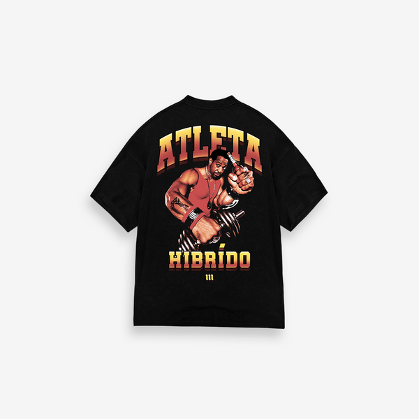 Camiseta Oversized Treino Preta Atleta Hibrido