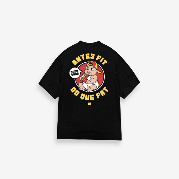 Camiseta Oversized Treino Preta Mith Antes Fit do que Fat